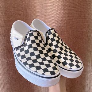 original checkered black and white slip-on vans